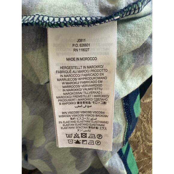 Boden Green/Navy Fit & Flare Long Sleeve Dress, Pockets, Stretch Size 10P - Picture 4 of 5